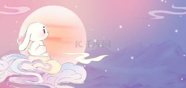 中式兔子背景图片_中秋节兔子月亮