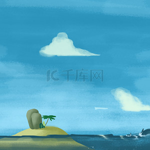 卡通手绘海岛海报背景