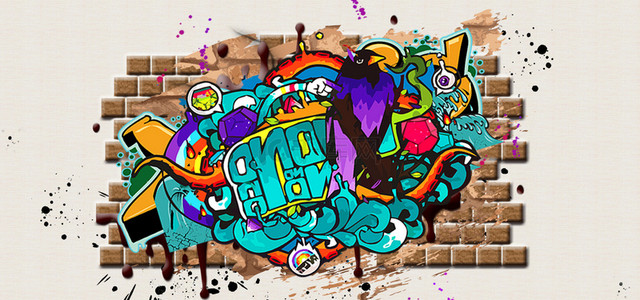 涂鸦文化街头文化背景商务建筑外墙图片背景简约文化墙展示墙室内质感