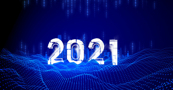 2021商务背景图片_2021科技粒子蓝色简约背景