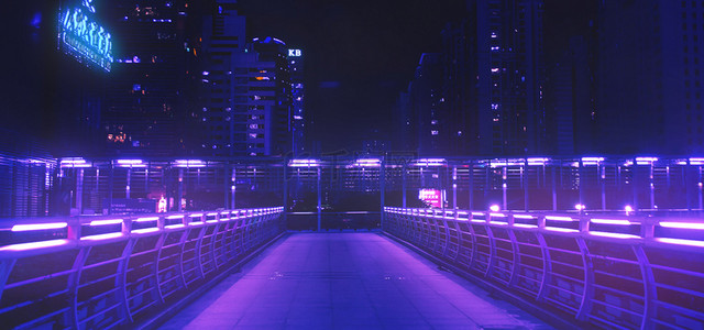 朋克风背景图片_赛博朋克城市街道紫色粉色
