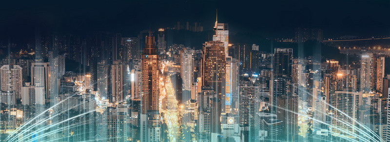 蓝色智慧城市背景图片_蓝色科技城市光效背景