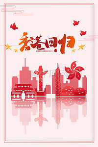 香港回归城市红色大气背景