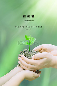 环保绿色环境背景图片_植树节树苗绿色简洁背景