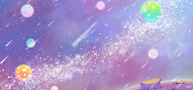 紫色梦幻星空星球银河banner背景