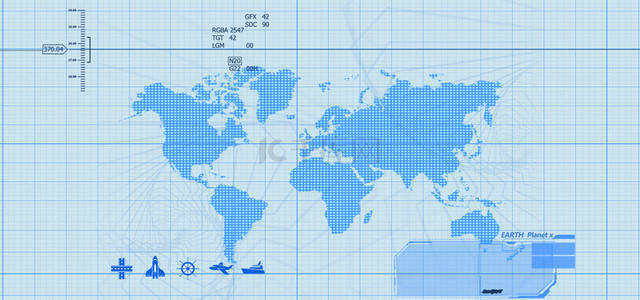 矢量蓝色科技背景背景图片_简约蓝色世界地图背景