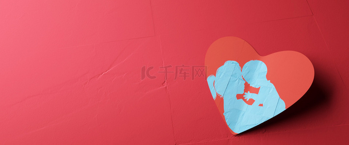 红色质感纸背景图片_C4D创意母亲节剪纸背景