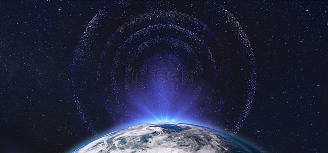科技感地球蓝色背景图片_地球日地球一小时星空星球蓝色科技