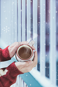 背景暖冬背景图片_暖冬喝咖啡海报背景