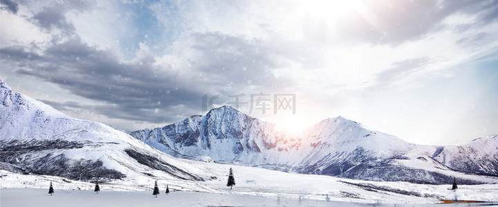 青海雪山背景图片_大气雪山商务实景背景