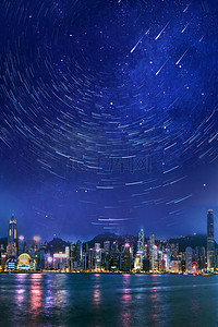 香港香港背景图片_创意星空香港回归23周年背景