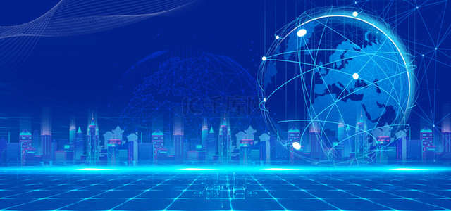 蓝色城市地球科技背景图片_科技地球蓝色商务城市