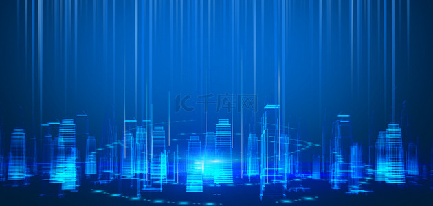 蓝色科技光束背景图片_数字科技科技线条蓝色科技风