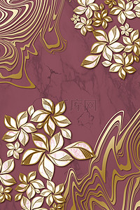 金箔装饰画背景图片_红色珐琅花朵复古装饰画