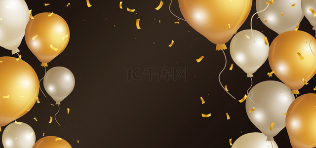 手绘节日庆祝背景图片_创意感手绘金色气球背景