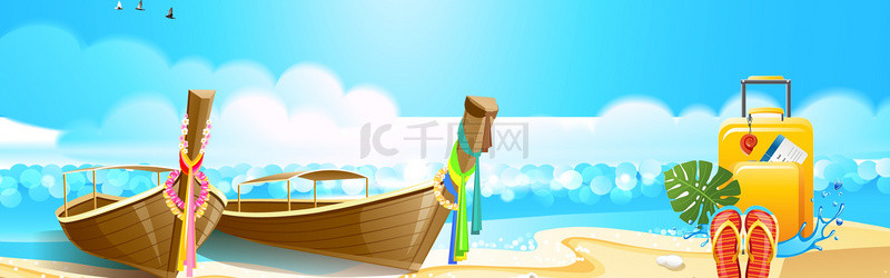 夏季炎热海洋蓝色卡通banner