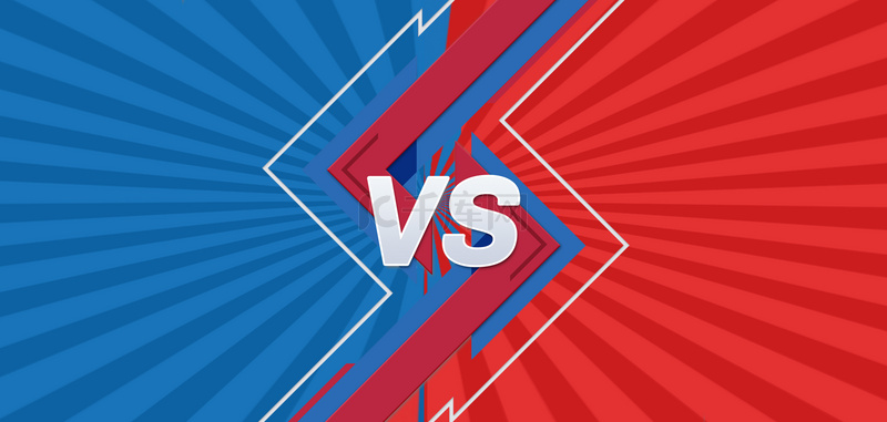 vs比赛pk对决线条蓝红简约