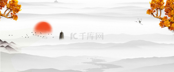 重阳节登高中国风海报背景