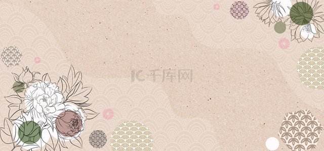 日式花卉背景图片_淡雅日式和风花卉花纹背景