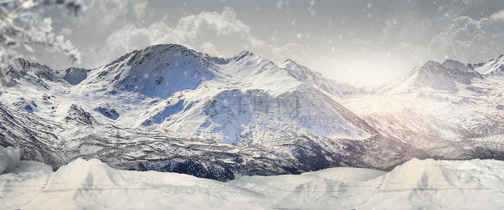 小雪背景图片_雪山商务写实大气背景