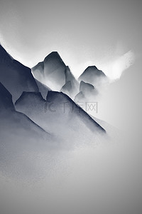 山峰背景图背景图片_灰色简约水墨中国风背景图