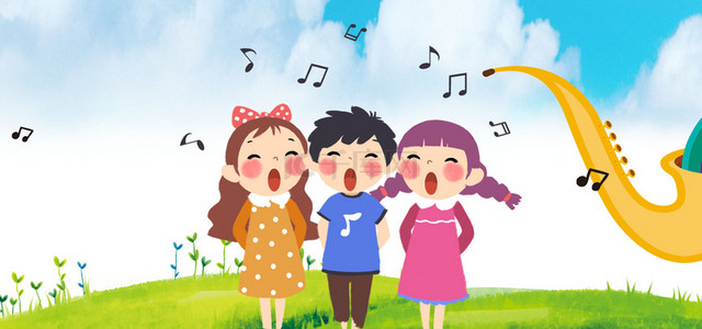 卡通歌唱培训班招生高清背景