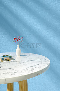 花瓶海报背景背景图片_C4D桌子一角阳光剪影背景