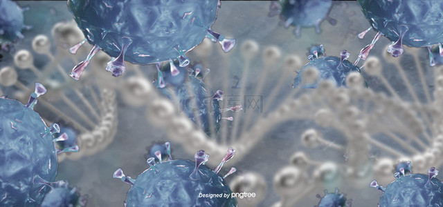 带防尘口罩背景图片_病毒三维dna抽象病毒细胞背景