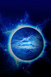 蓝色闪电质感背景图