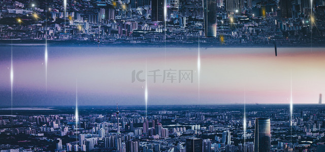 城市科技感线条背景图片_科技城市光点banner背景