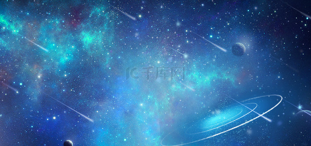 蓝色星空流星背景图片_蓝色梦幻星空流星宇宙星空背景