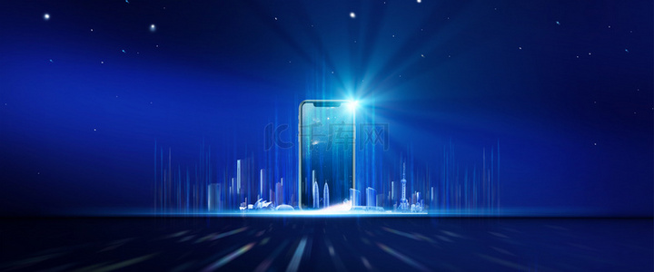 深蓝色城市背景图片_深蓝色手机科技商务背景