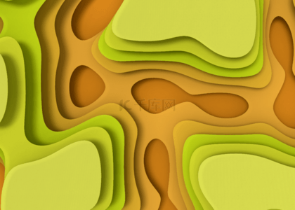 黄绿剪纸风格抽象背景