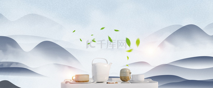 茶道文化背景背景图片_大气简约禅茶文化背景