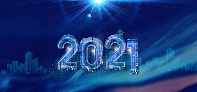2021蓝色背景图片_蓝色商务2021创意背景合成