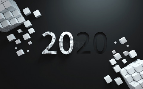 盛典蓝色背景图片_创意鼠年文字2020