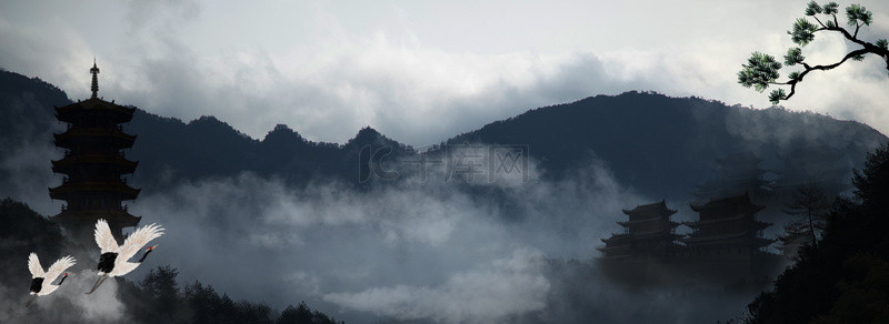 游戏宣传海报背景图片_仙侠中国风宣传背景模板