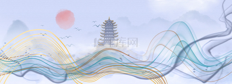 山水中国风背景背景图片_中国风彩墨抽象山水背景