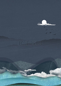 中国风山水抽象背景图片_中国风简约抽象山水背景