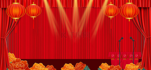 相声舞台红色海报背景