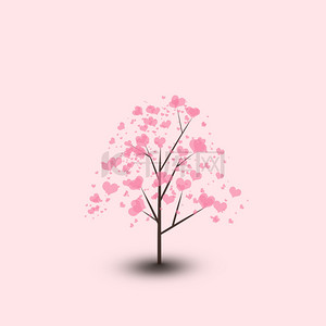 粉色简约爱心树520表白背景