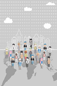 世界人口背景图片_世界人口日灰色简约海报