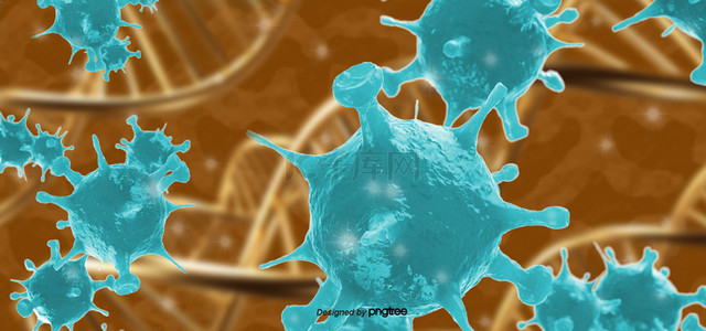 病毒三维dna抽象病毒细胞蓝色背景