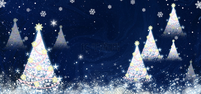 圣诞圣诞树蓝色唯美