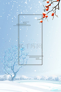 十一月简约海报背景图片_简约24节气霜降大气雪花背景