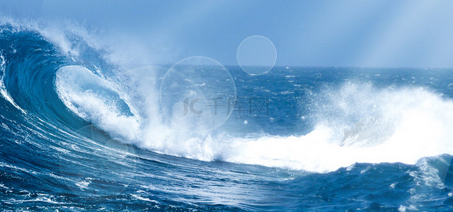 蓝色夏日夏季海浪波浪宣传背景
