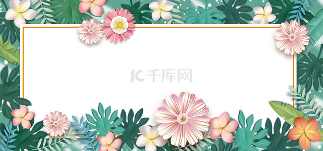 标题框春天背景图片_清新春天花朵边框