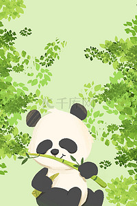 动物保护背景图片_动物熊猫青色清新背景
