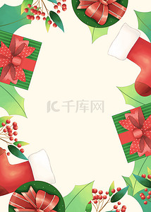袜子圣诞背景图片_浓郁艳丽圣诞袜子礼盒白黄绿红色背景