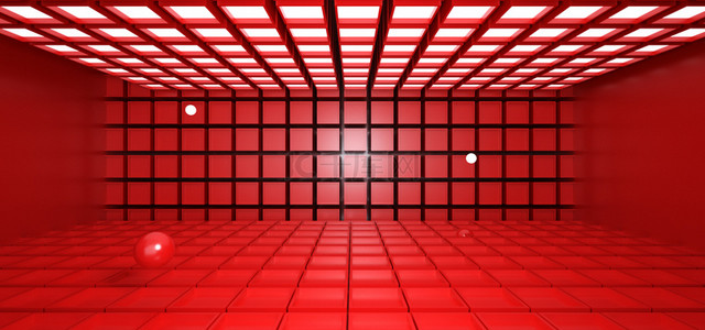 红色空间立体背景背景图片_立体红色空间